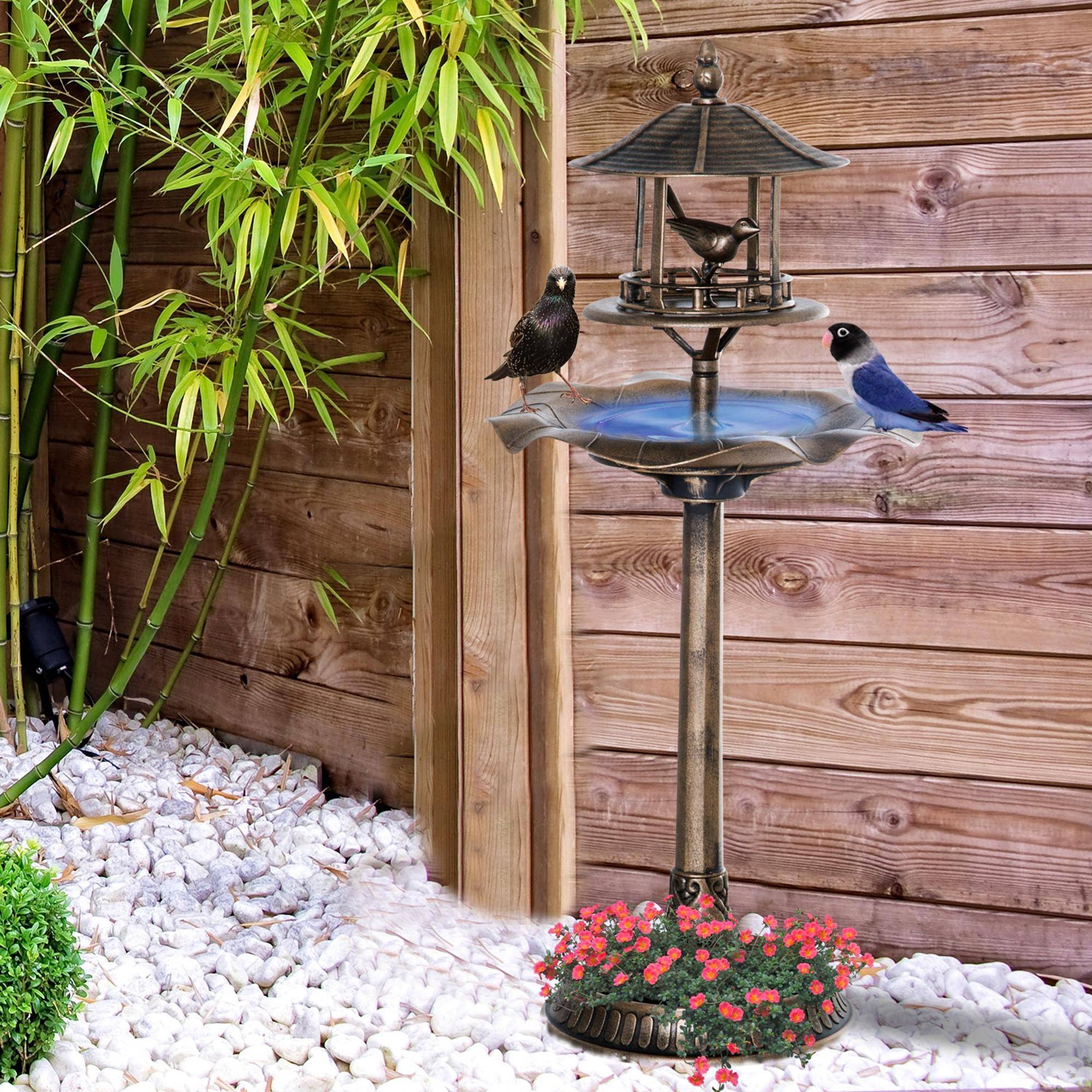 Maison Chic - Bain d'oiseaux Abreuvoir pour Oiseaux jardinière 3 en 1 Ø 50 x 113cm polypropylène bronze antique - Image 4