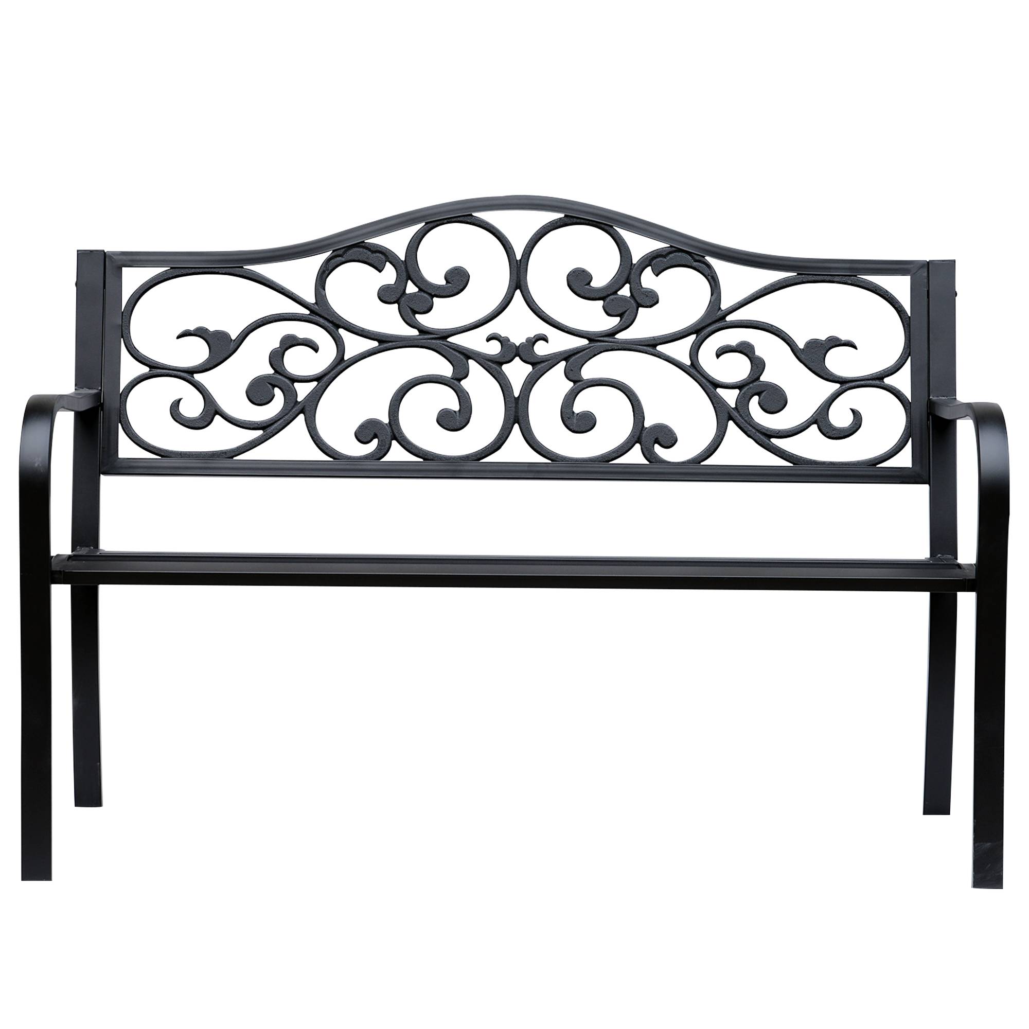 ComfortXL - Banc de jardin acier fonte extérieur Dossier classique incurvé 2 places 127x60x89cm noir - ComfortXL Outdoor Living - Image 2