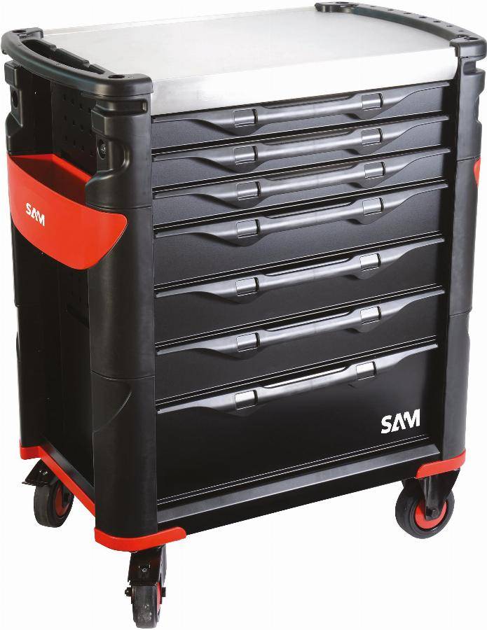Servante grand volume 7 tiroirs SAM OUTILLAGE noire plateau inox - 417HK