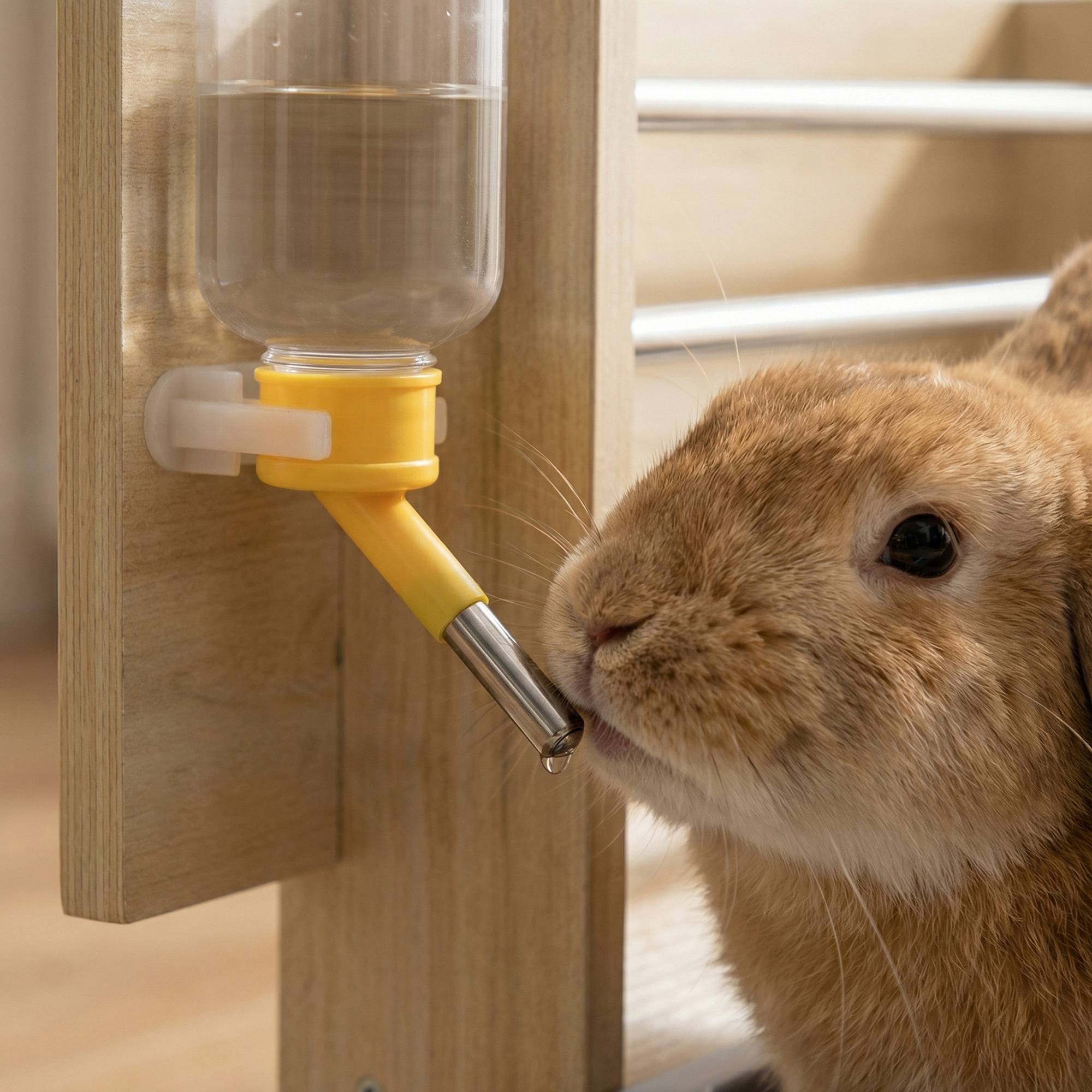Mangeoire à foin pour lapins avec plateau, mangeoire en bois avec bol en acier inoxydable et biberon - Image 10
