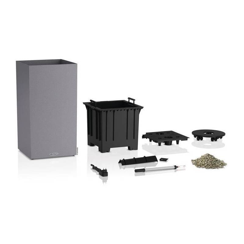 Lechuza - Pot De Fleur Lechuza Canto Stone Colonne 40 - Kit Complet Led, Gris Pierre - Imagen 2