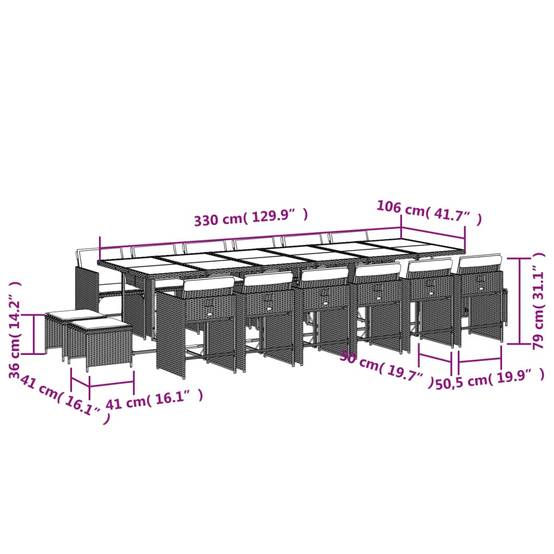 ComfortXL - Salon de Jardin Encastrable 16 Personnes Résine Tressée Mixte, 12 Chaises et 4 Tabourets, Coussins Gris – ComfortXL Outdoor Living - Image 3