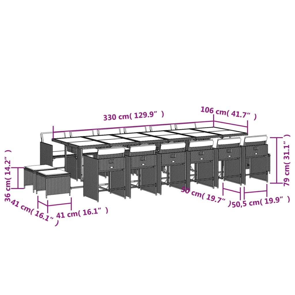 ComfortXL - Salon de Jardin Encastrable 16 Personnes Résine Tressée Mixte, 12 Chaises et 4 Tabourets, Coussins Gris – ComfortXL Outdoor Living - Image 3