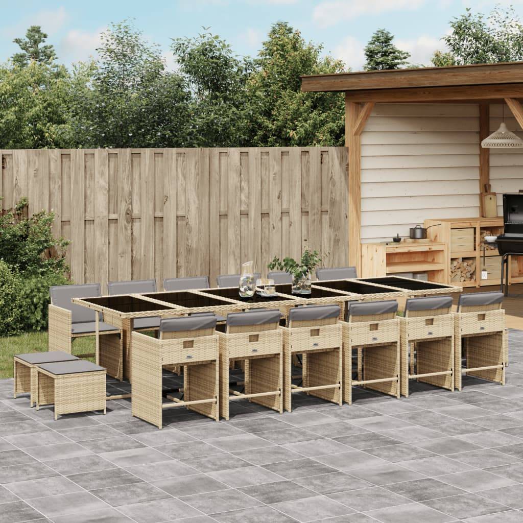 ComfortXL - Salon de Jardin Encastrable 16 Personnes Résine Tressée Mixte, 12 Chaises et 4 Tabourets, Coussins Gris – ComfortXL Outdoor Living - Image 1