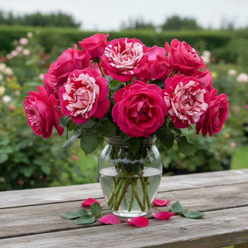 Rosier à grandes fleurs Coeur de Rockeur® Wekgobnez à fleurs Rouge/Blanche - feuillage Caduc - Pot de 3L - 20/40 cm - Image 5