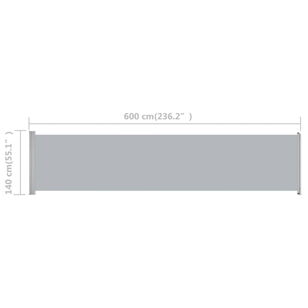 Helloshop26 - Auvent latéral rétractable de patio 140 x 600 cm gris - Imagen 6