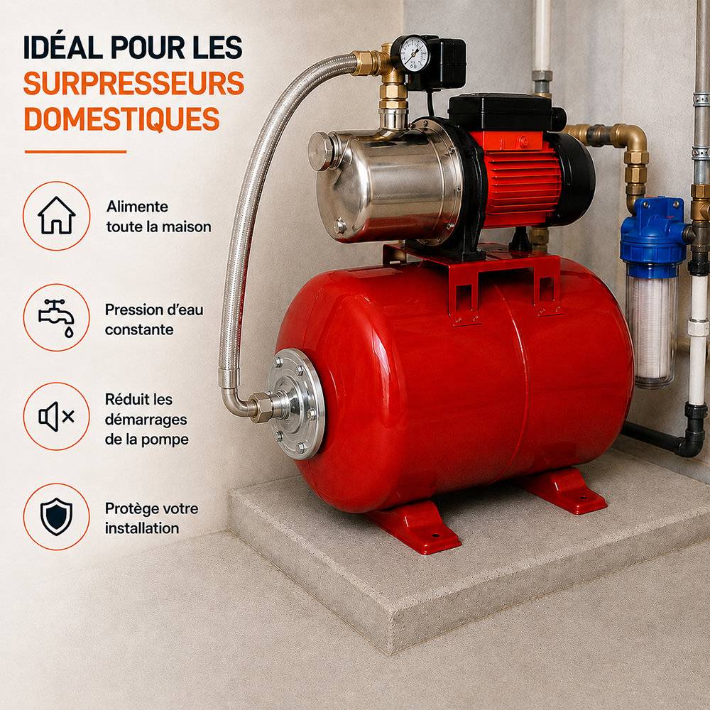 Gt Market - Réservoir pression à vessie horizontal - 50 litres - GT MARKET - Imagen 5
