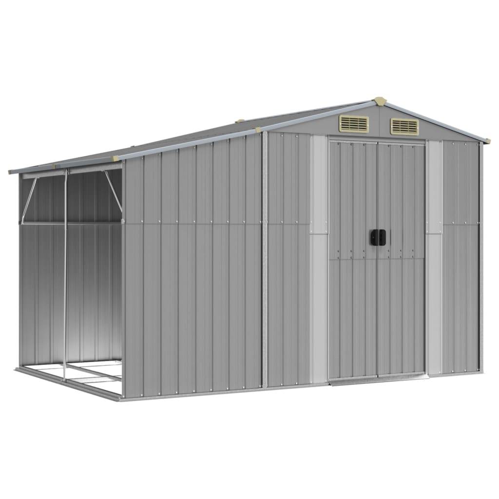 Helloshop26 - Abri de jardin cabane cabanon maison de stockage remise extérieur hangar outils robuste 277 x 192,5 x 179 cm acier galvanisé gris - Imagen 1