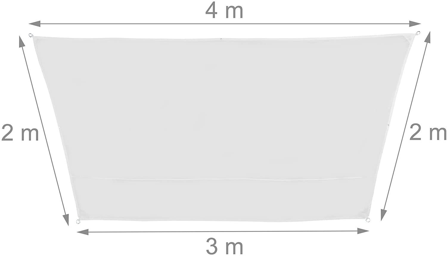Helloshop26 - Voile d'ombrage trapèze 3 x 4 x 2 m blanc - Imagen 2