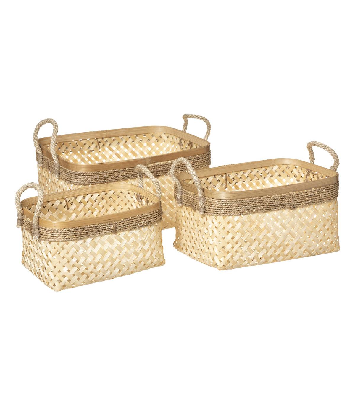 Set de 3 Paniers de rangement en Bambou et Roseau - Imagen 1