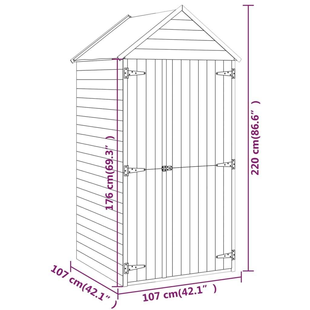 Helloshop26 - Abri à outils avec porte 107 x 107 x 220 cm Bois de pin imprégné marron - Imagen 6