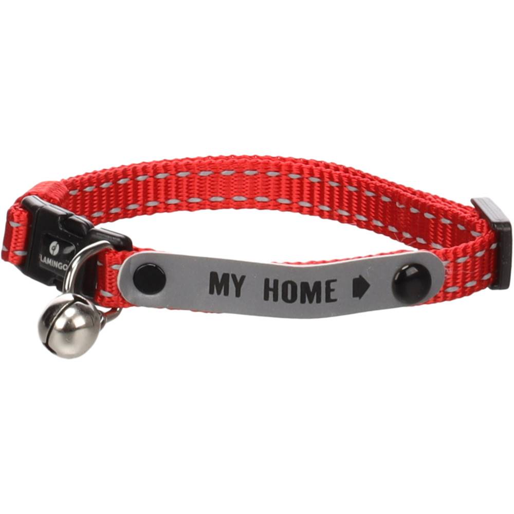 Collier Jaggo Rouge avec bande "my home" pour chat - Image 1