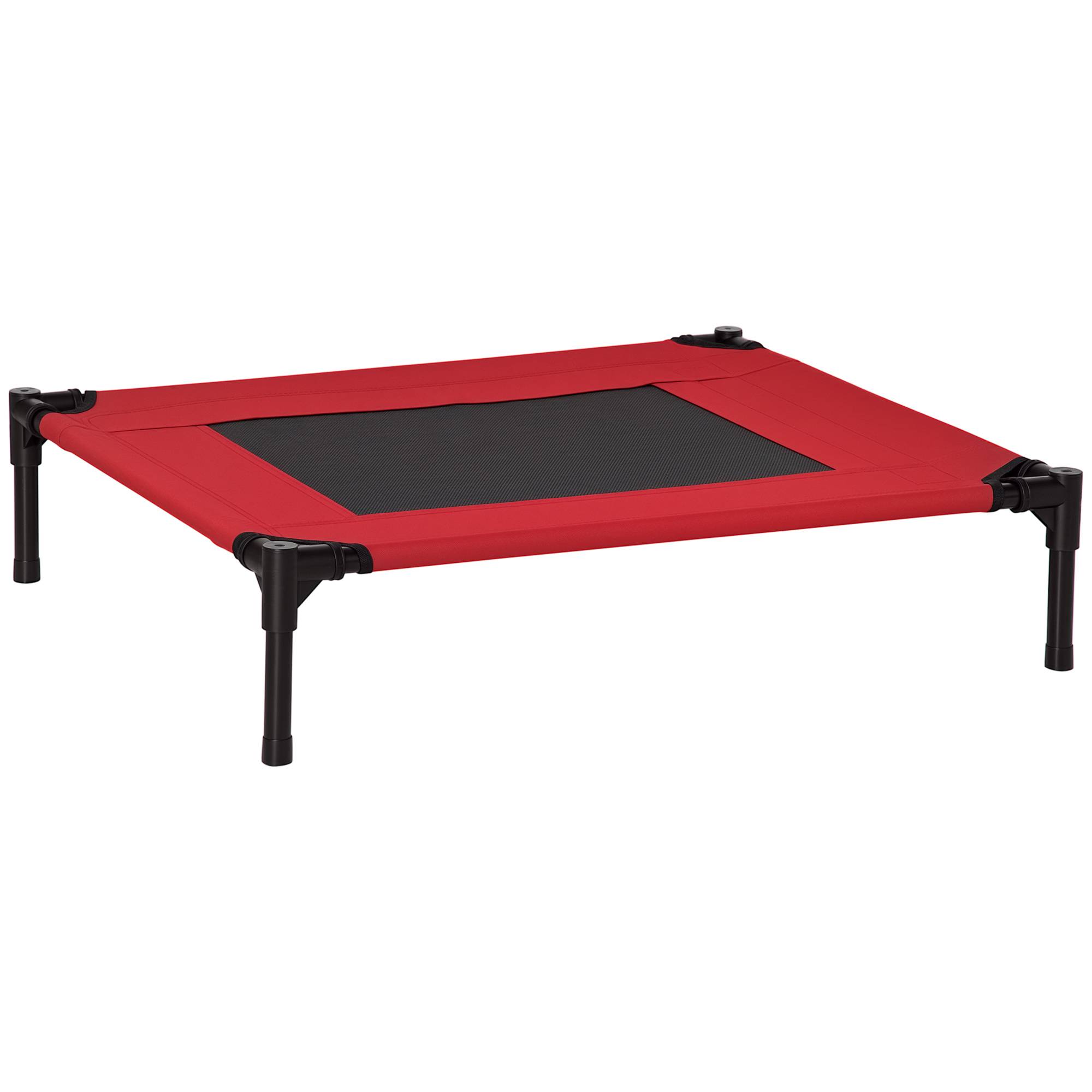 Lit surélevé chien chat Tissu Oxford respirant rafraîchissant été 76x61x18cm rouge noir - ComfortXL Outdoor Living - Image 1
