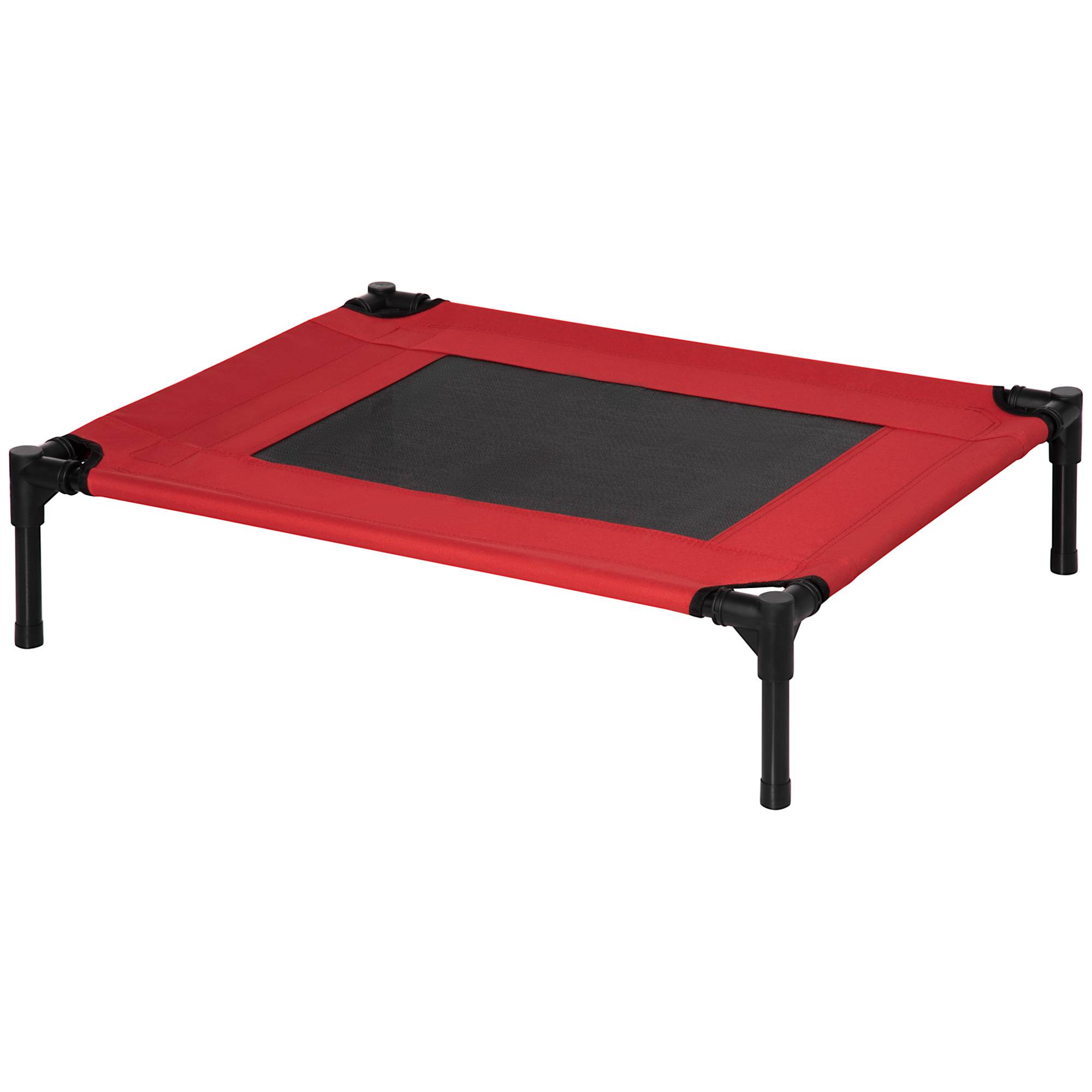 Lit surélevé chien chat Tissu Oxford respirant rafraîchissant été 76x61x18cm rouge noir - ComfortXL Outdoor Living - Image 2
