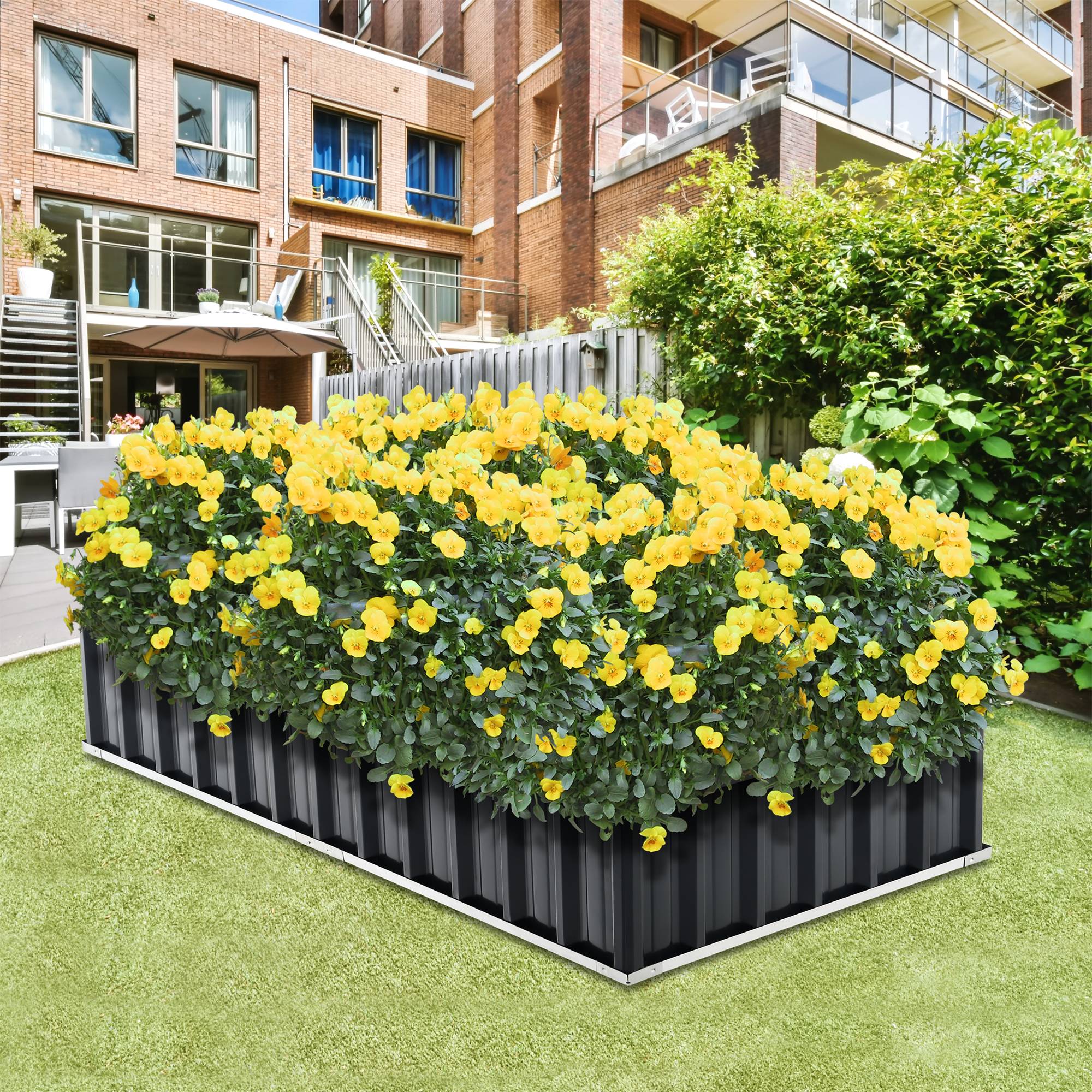 Jardinière Zevenaar rectangulaire acier galvanisé 174 x 90 x 30 cm anthracite [en.casa] - Imagen 2