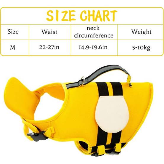 Gilet de sauvetage pour chien - Flottaison haute visibilité - Design abeille - Poignée de secours - Living123 - Image 2