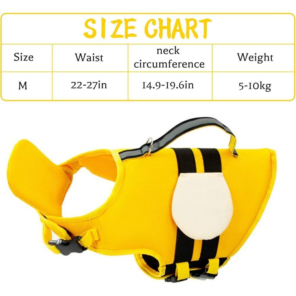 Gilet de sauvetage pour chien - Flottaison haute visibilité - Design abeille - Poignée de secours - Living123 - Image 2