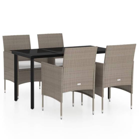 Table et Chaises de Jardin 4 Pers Résine Tressée Acier Extérieur Beige 5 pcs – ComfortXL Outdoor Living - Image 2