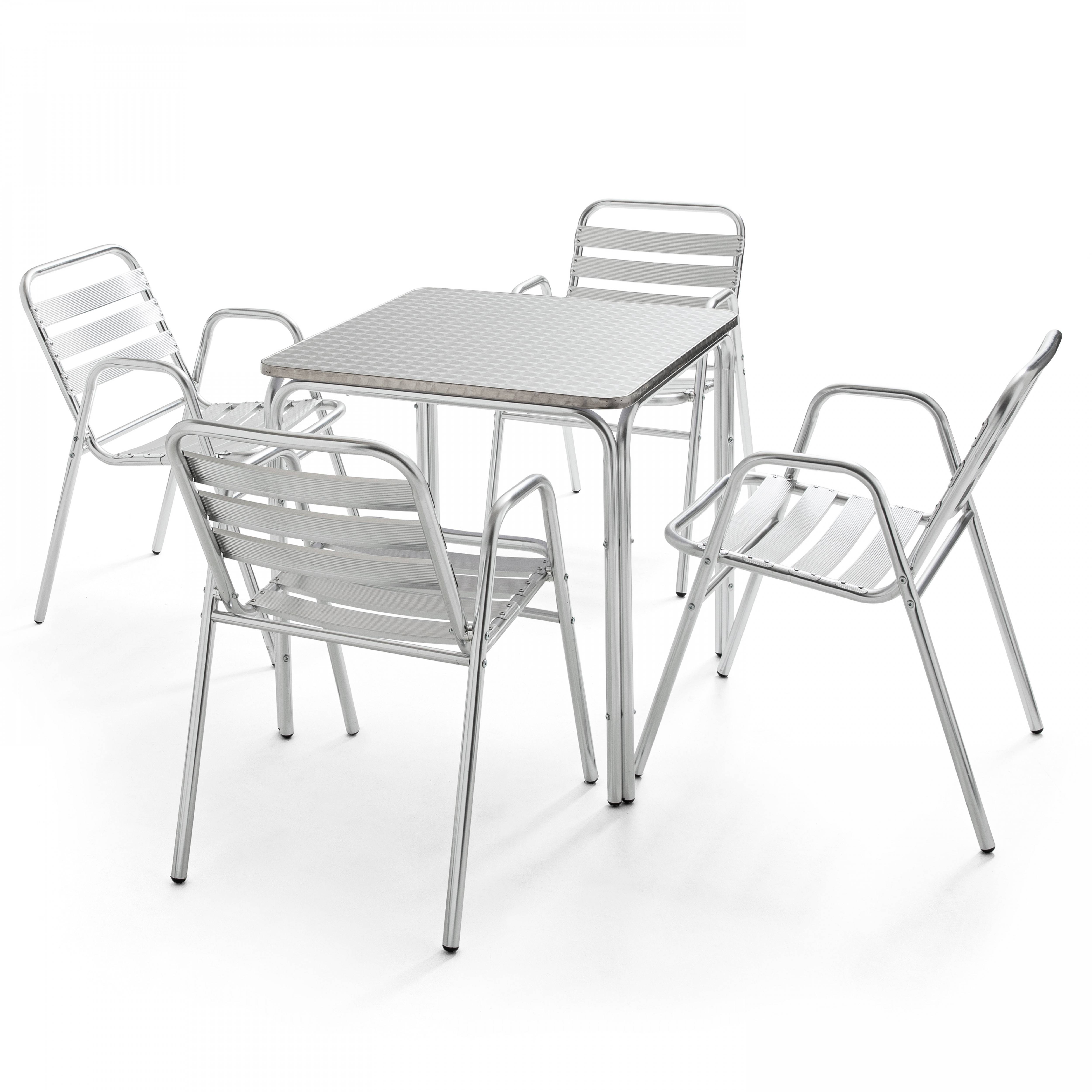 Oviala - Table de jardin carrée en aluminium et 4 fauteuils Nothing Hill - Oviala - Imagen 1