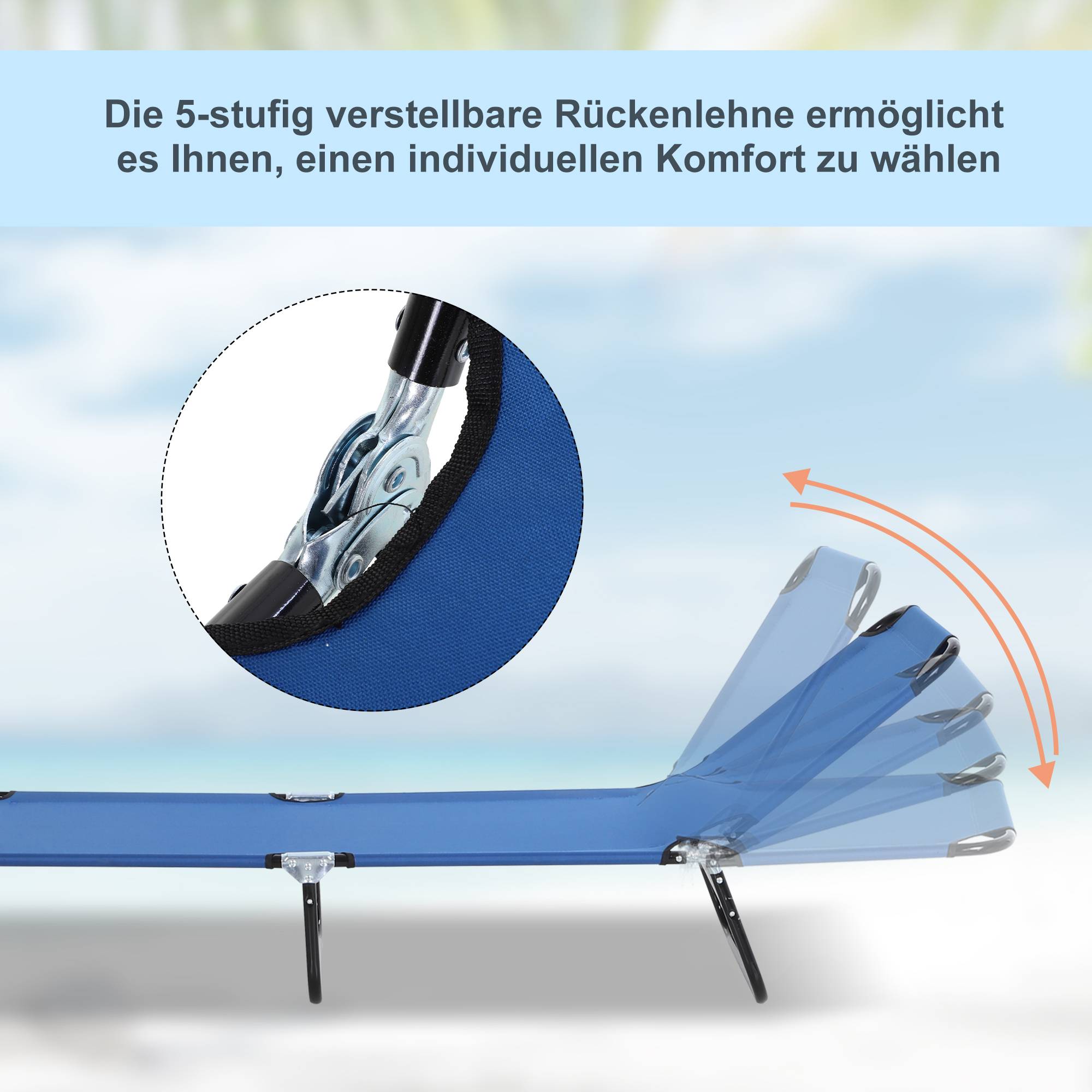 Bain de Soleil Acier Terrasse Séchage Rapide Inclinable 188x56x28cm Bleu - ComfortXL Outdoor Living - Image 6