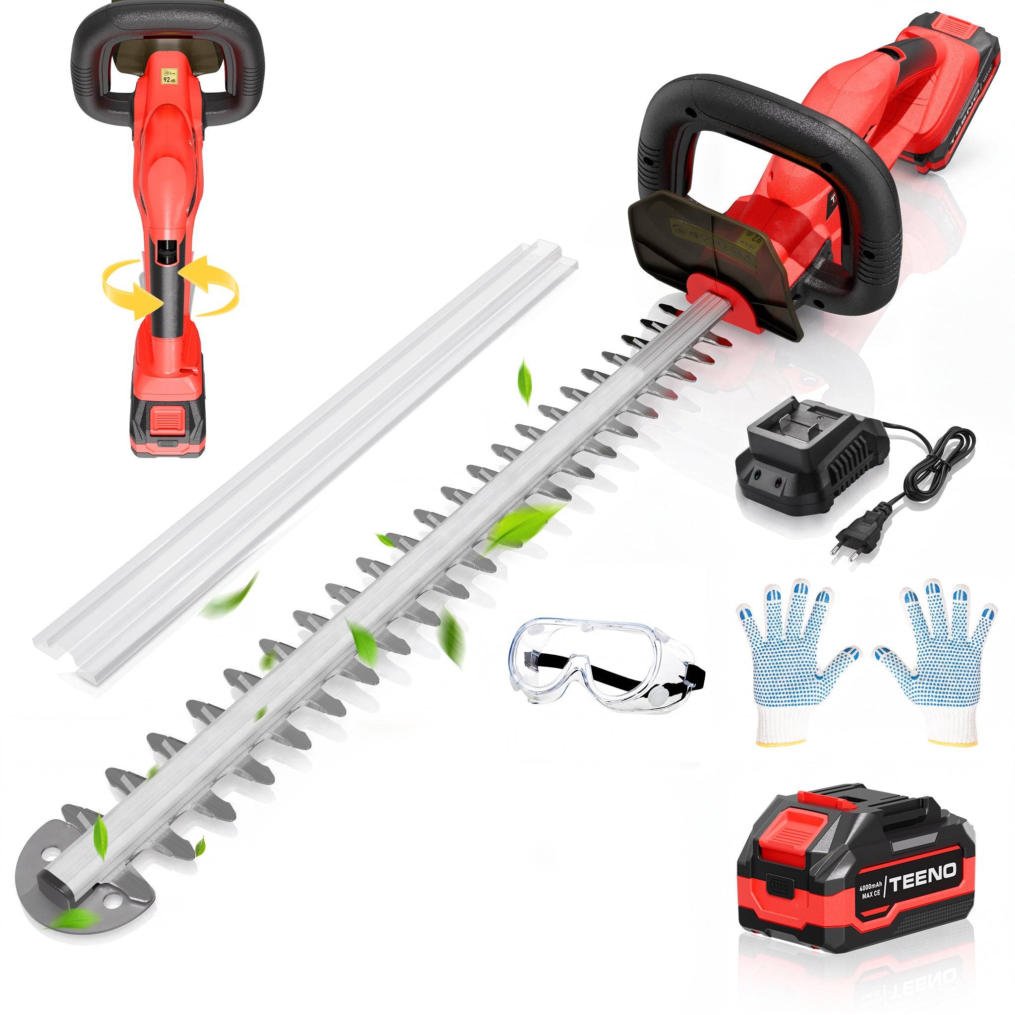Teeno - Taille‑haies 20 V, batterie 4000 mAh, lame 52 cm, poignée rotative 180° - Image 1