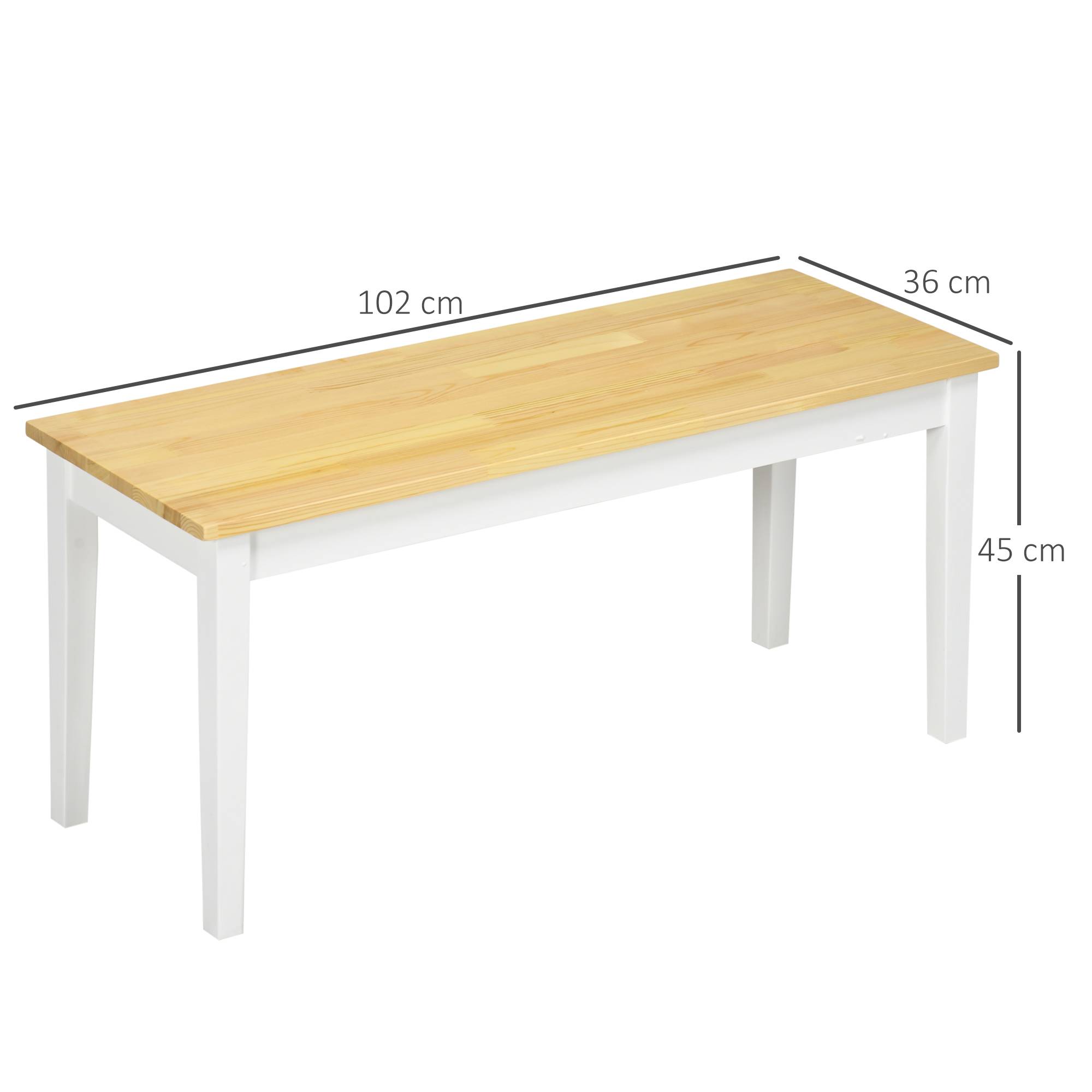 PANGIVO - Banc bois de pin blanc 102 x 36 x 45 cm - PANGIVO - Image 3