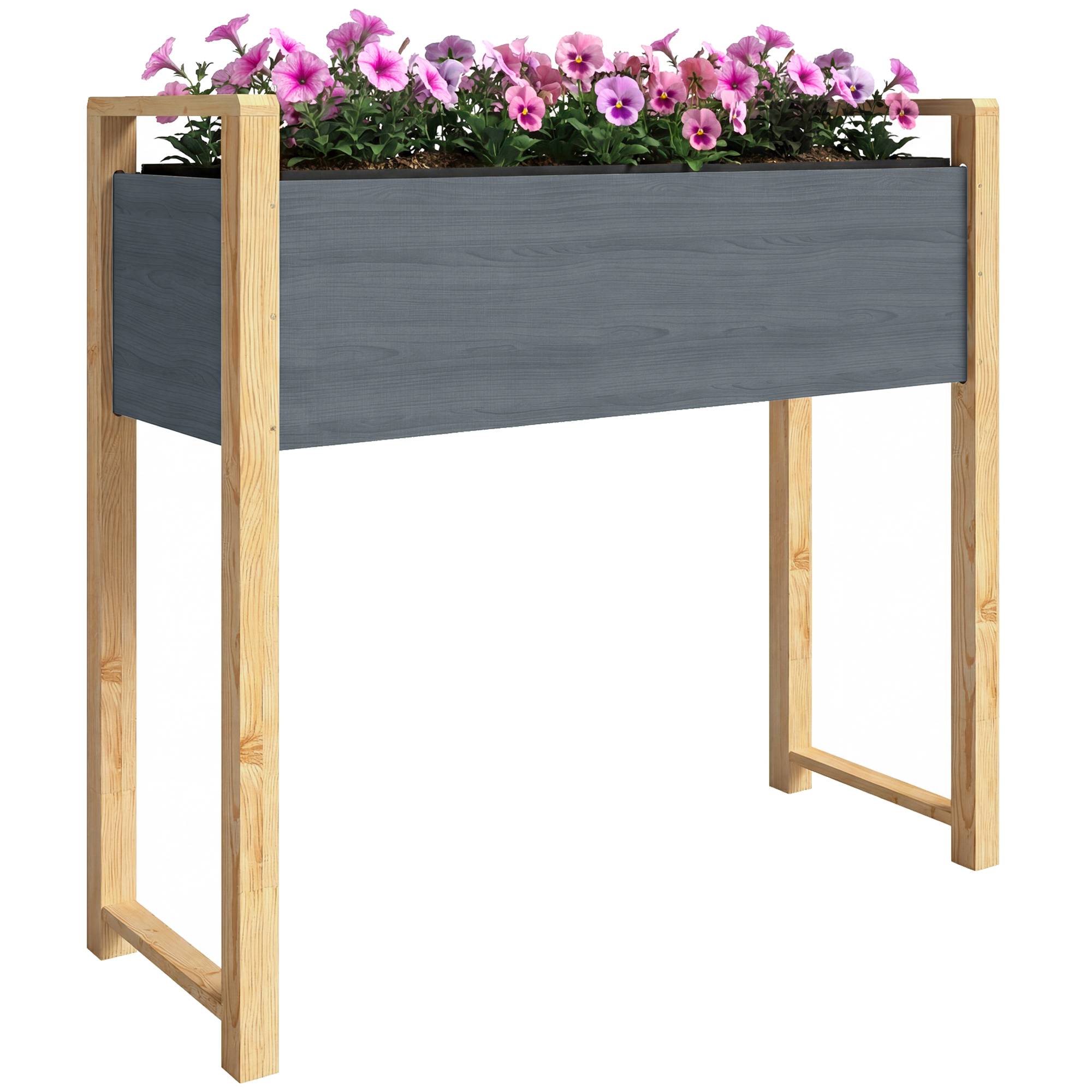 Sans Marque - Carré Potager pieds Lit Jardin Surélevé 4 drainage Tissu non tissé 98x37x90 cm gris
