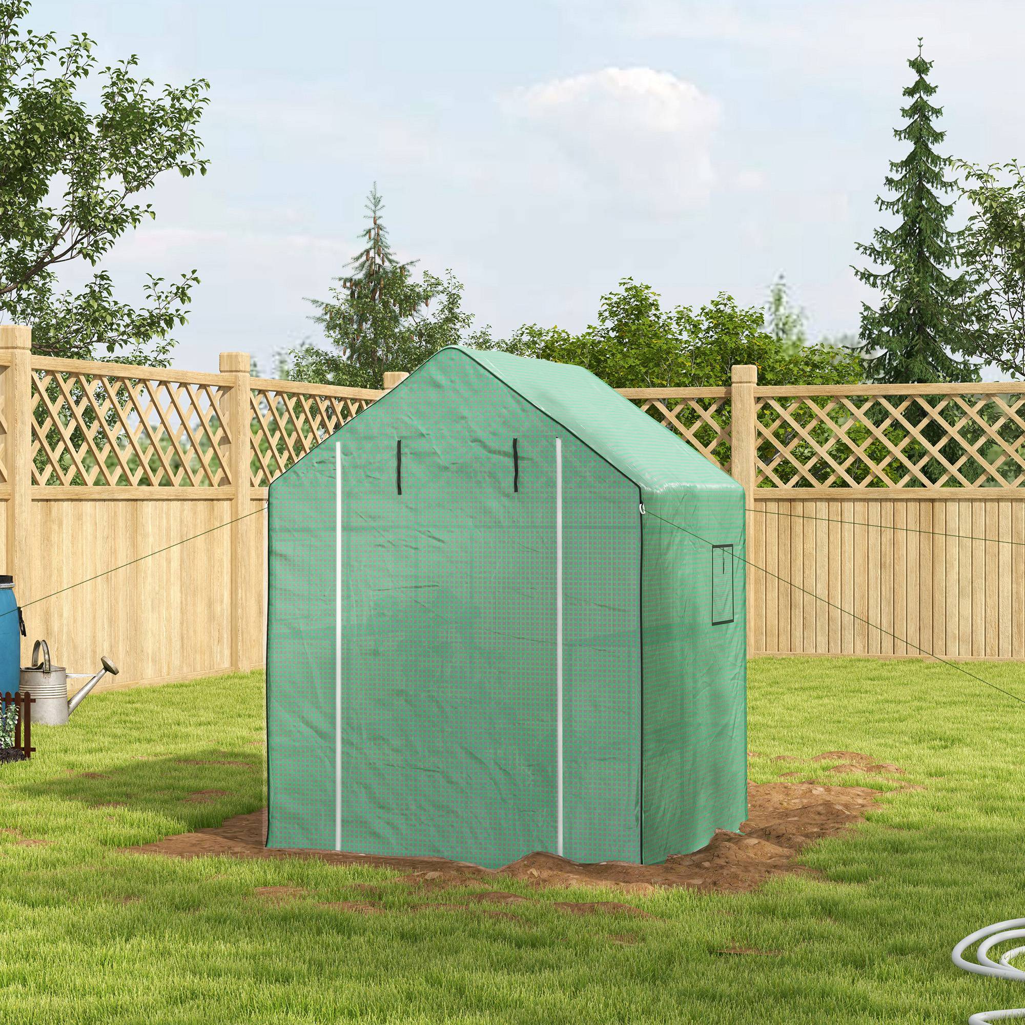 Serre de jardin avec 1 porte, 1 fenetres, étagères 3 niveaux pour Légumes Plantes Fleurs Bâche PE 140 x 143 x 190 cm - Image 4