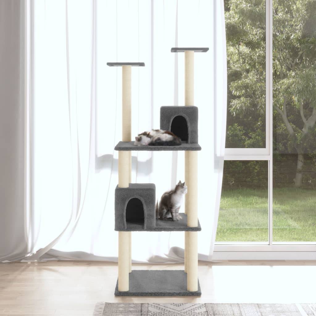 Vidaxl - Arbre à chat avec griffoirs en sisal Gris foncé 141 cm vidaXL 171526 - Imagen 1