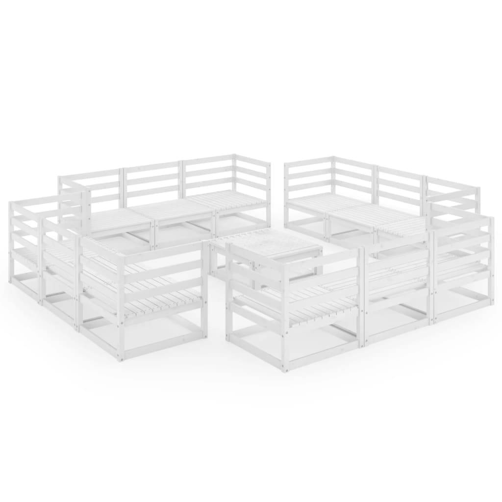 Helloshop26 - Salon de jardin meuble d'extérieur ensemble de mobilier 13 pièces blanc bois de pin massif - Imagen 1