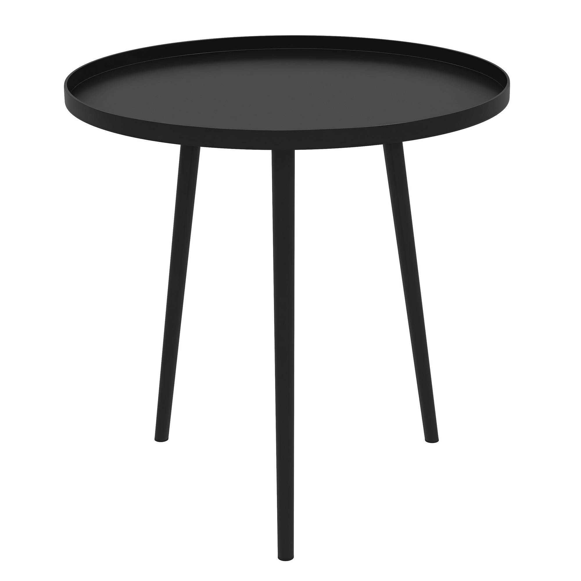 Table basse de jardin ronde, table d'appoint extérieur avec bord rond en acier, dim. Ø40 x 50H cm noir - Image 1