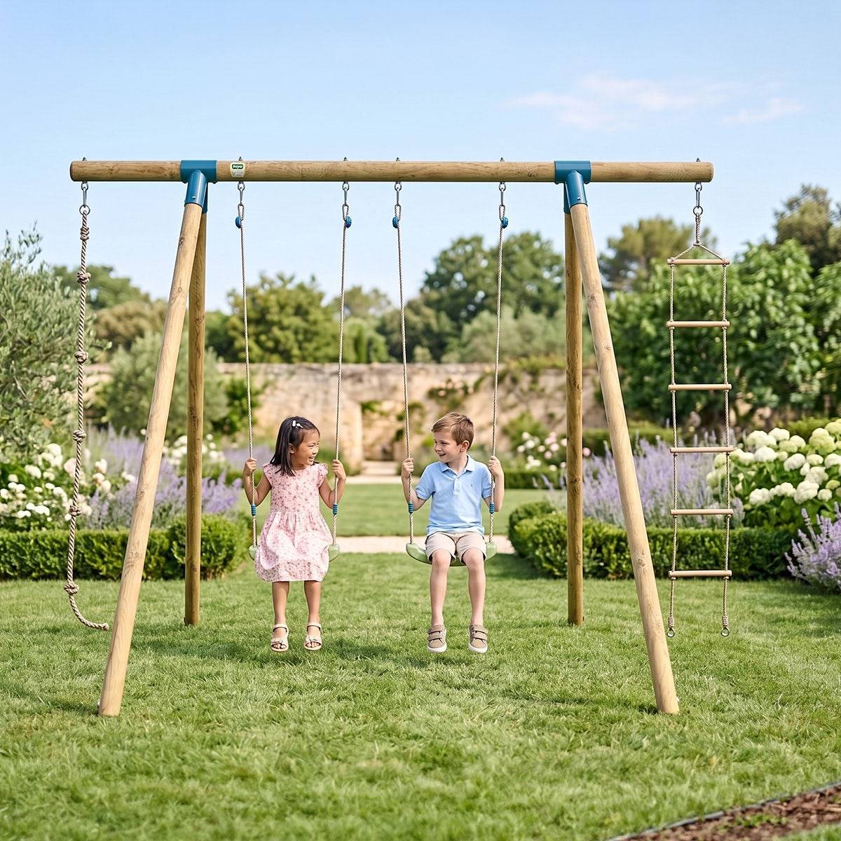 Trigano Jardin - Portique bois 2,30 m Topwood ALTI 2 pour 4 enfants - Image 2