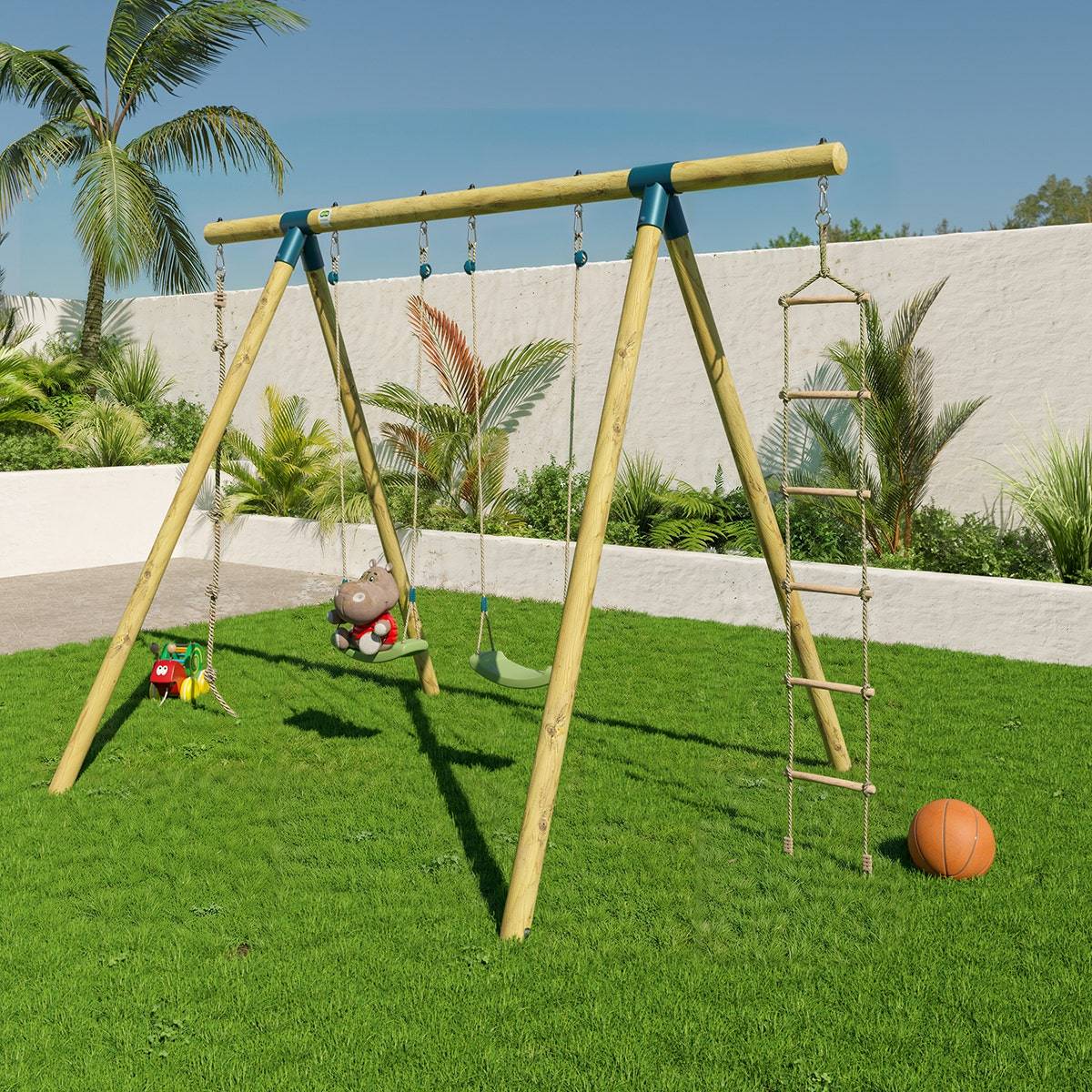 Trigano Jardin - Portique bois 2,30 m Topwood ALTI 2 pour 4 enfants - Image 9