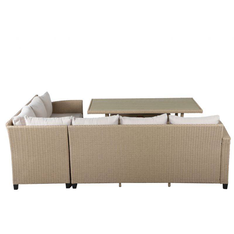 Beau Rivage - Salon de jardin BELLWOOD en résine tressée 5 places coussins beige Beau Rivage - Imagen 6