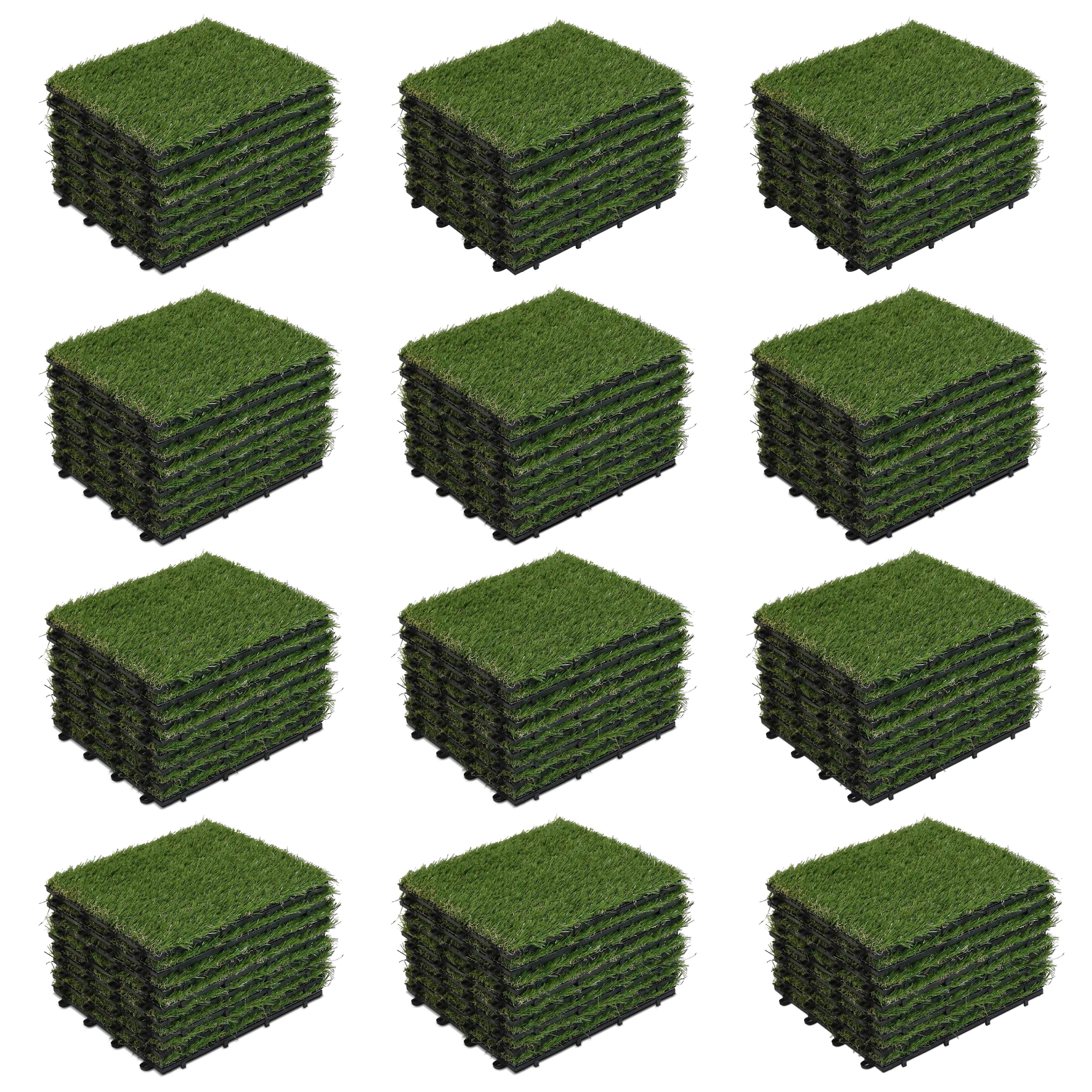 Oviala - Lot de 96 dalles clipsables gazon artificiel vert Arena - Oviala - Imagen 1
