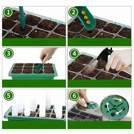 Kit Jardinage Débutants Semences Mini Serre Pour Plantes,3 Bac à Semis,12 Trous Serre Interieur Plateaux Terreau Universel Kit Jardinage Débutants Semences Mini Serre Pour Plantes,3 Bac à Semis,12 Trous Serre Interieur Plateaux Terreau Universel