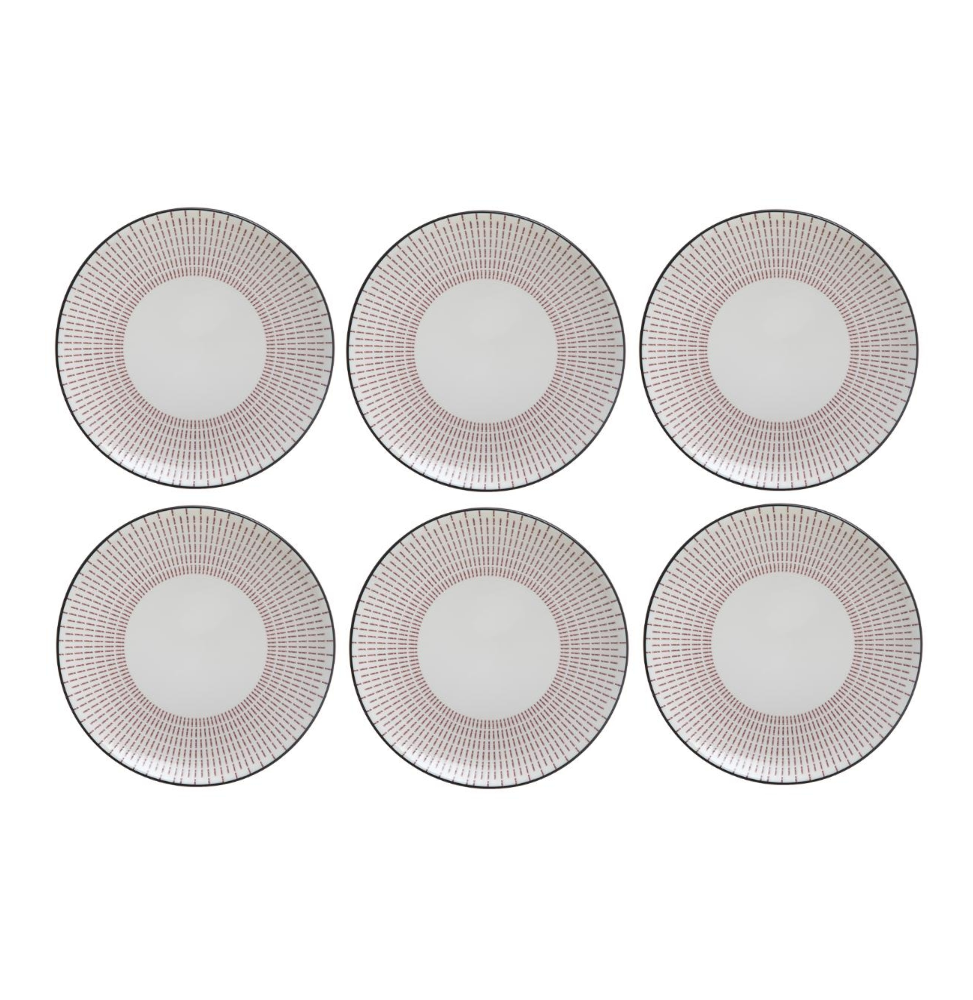 Set de 6 assiettes plates Lunis - D 27 cm - Rouge - Image 1