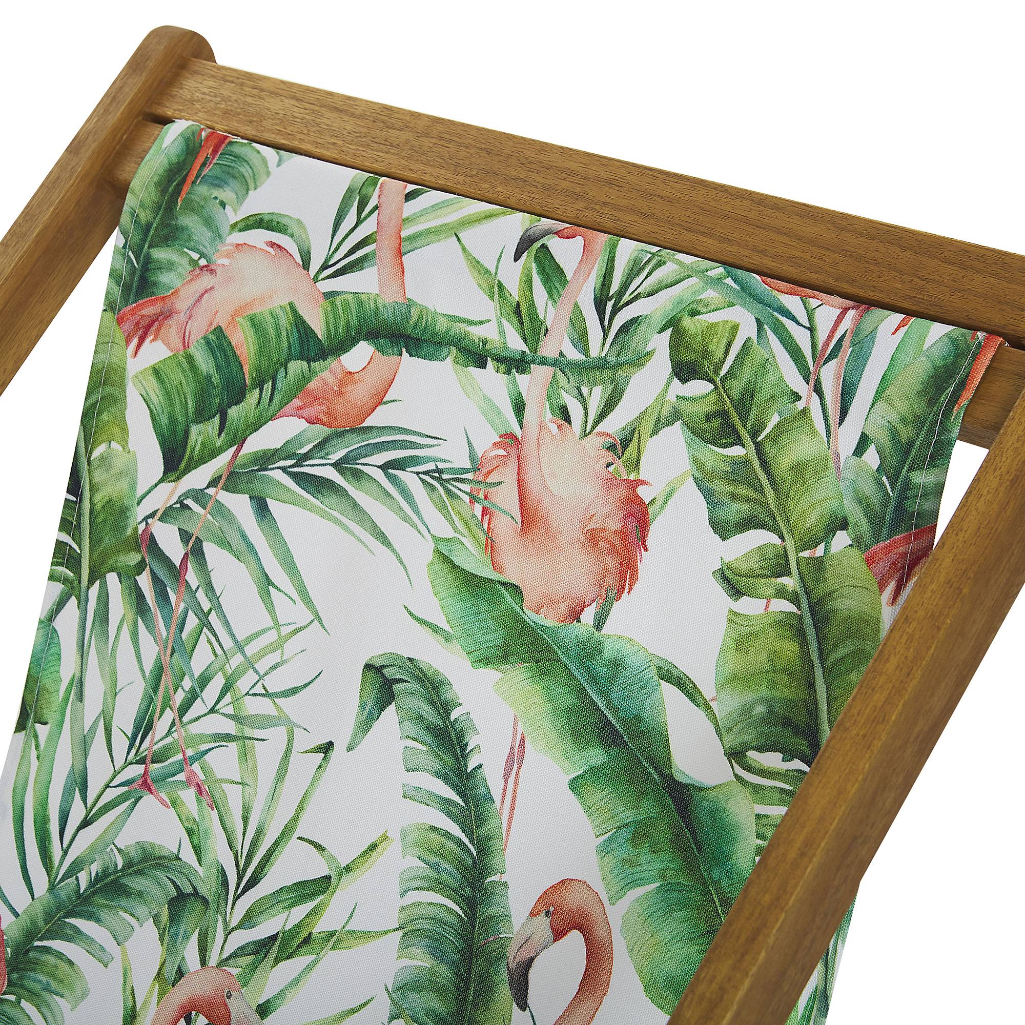 Beliani - 2 Transats Chaises Chiliennes Pliantes et Réglables en Bois d'Acacia Clair et Textile Vert avec Toiles de Remplacement - Imagen 5
