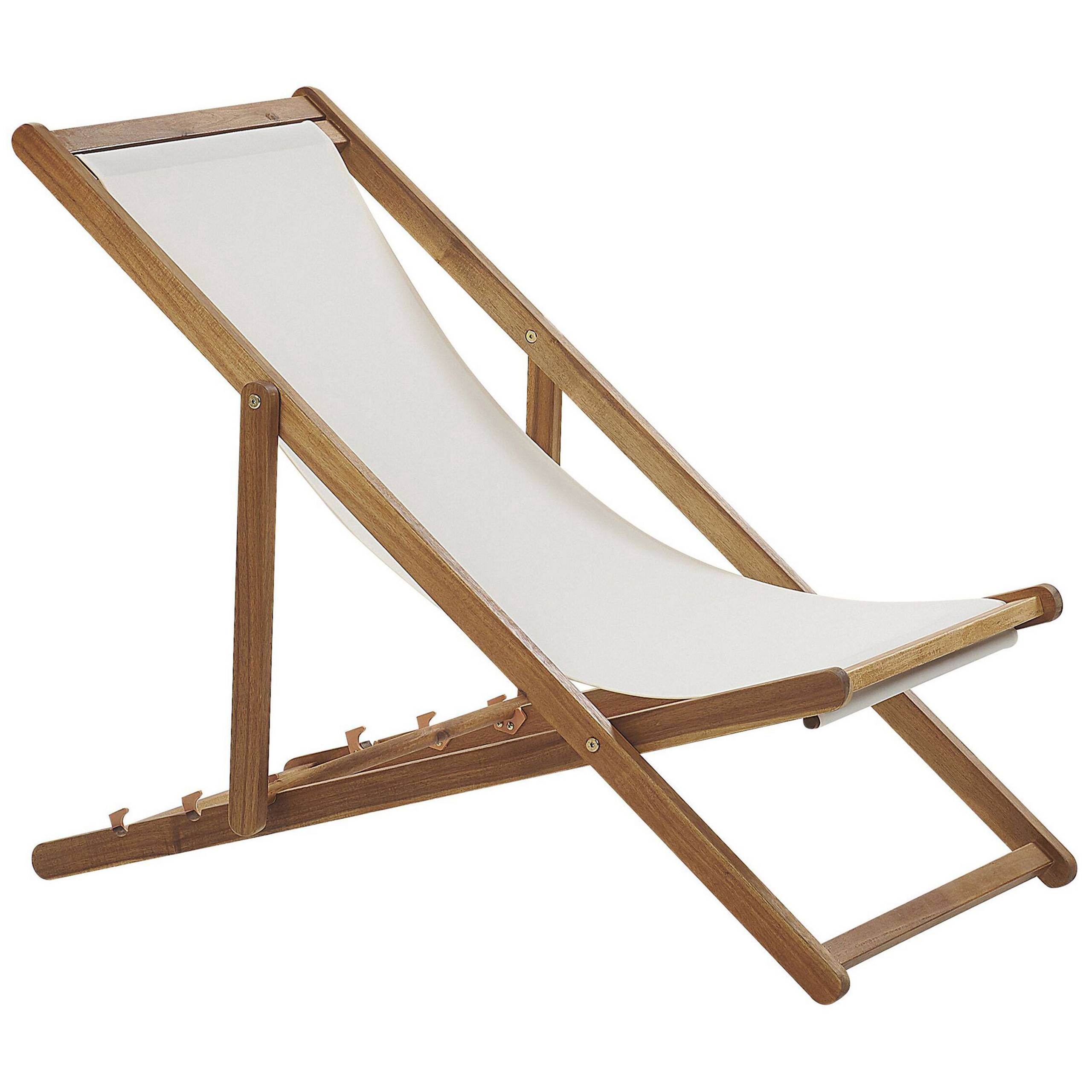 Beliani - 2 Transats Chaises Chiliennes Pliantes et Réglables en Bois d'Acacia Clair et Textile Vert avec Toiles de Remplacement - Imagen 6