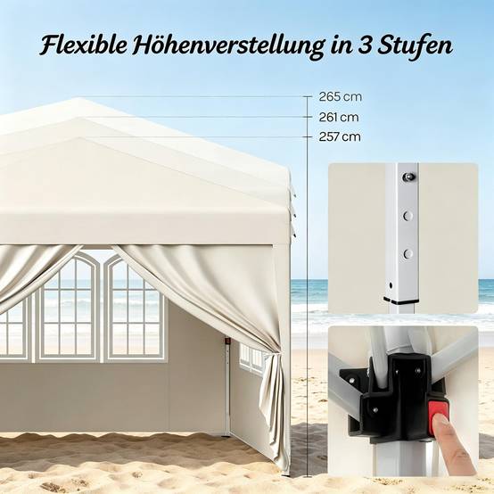 ComfortXL - Tonnelle de réception pliante Acier Oxford Jardin Anti-UV Imperméable 3x6m Beige - ComfortXL Outdoor Living - Image 5