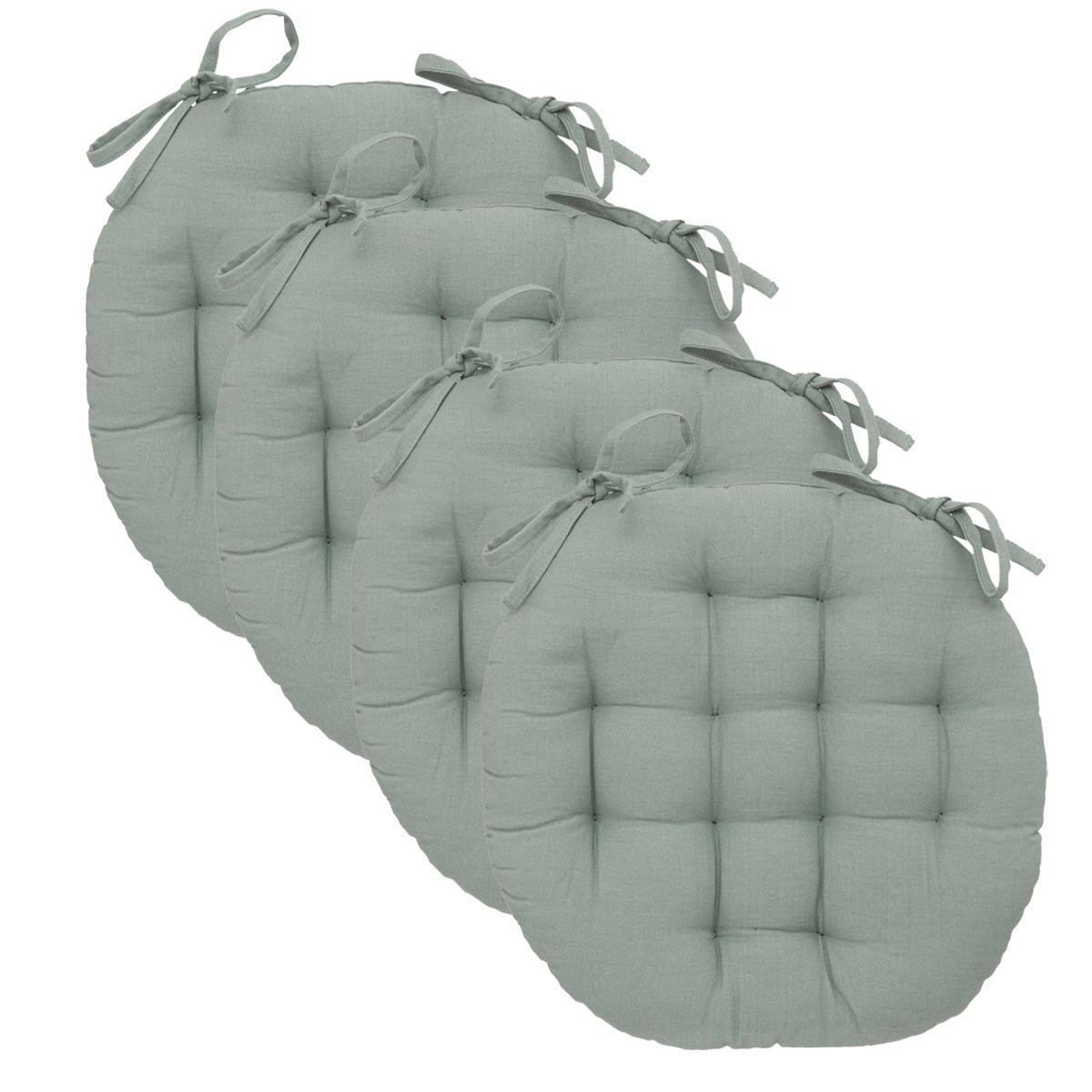 Lot de 4 Galettes de chaise en Coton Vert Céladon D 38 cm - Imagen 1
