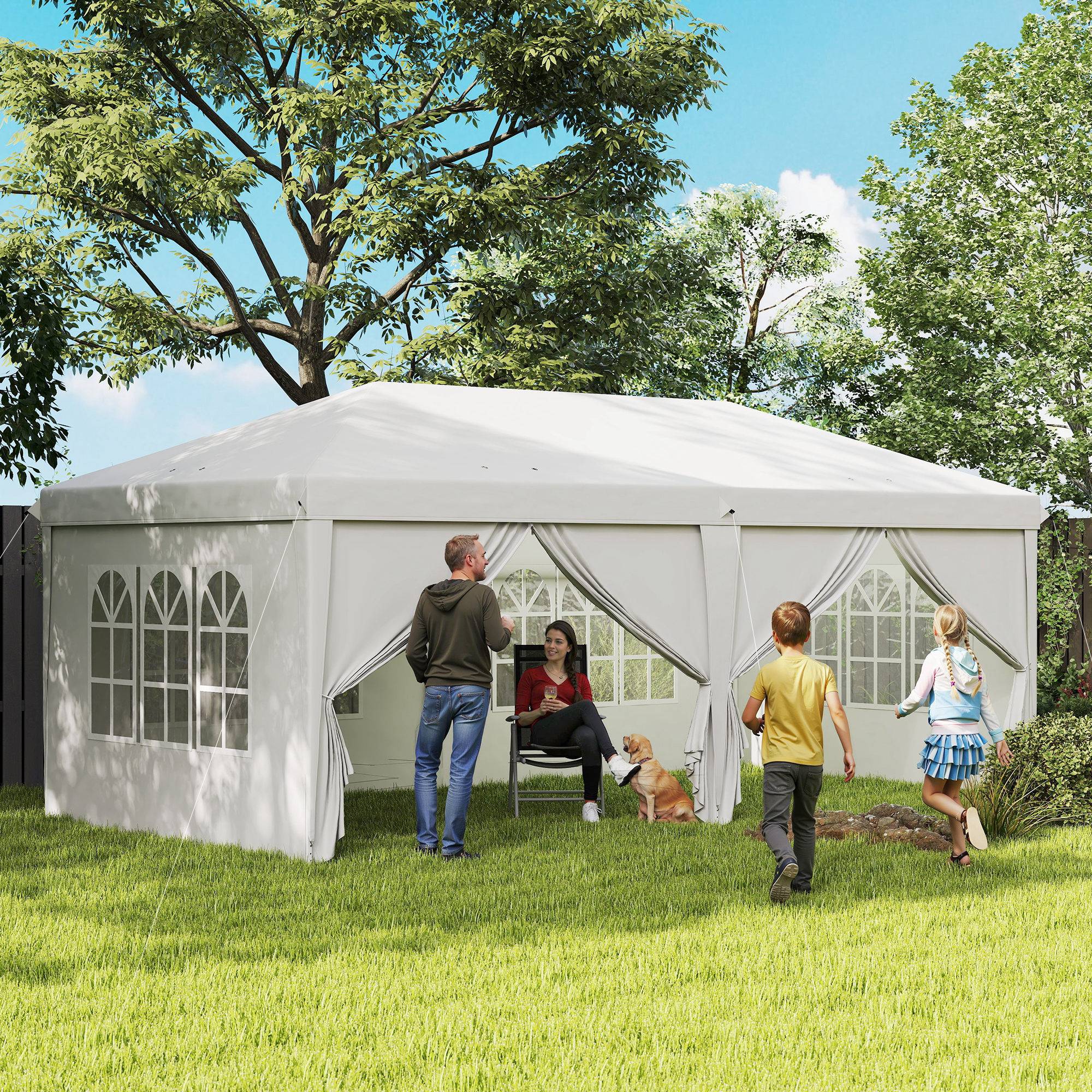 Tonnelle pliante métals gris 585 x 295 x 270 cm - PANGIVO - Image 3