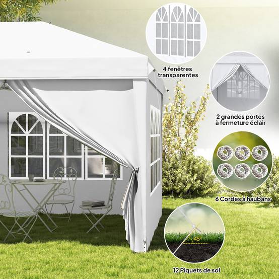 Tonnelle pliante métals gris 585 x 295 x 270 cm - PANGIVO - Image 10