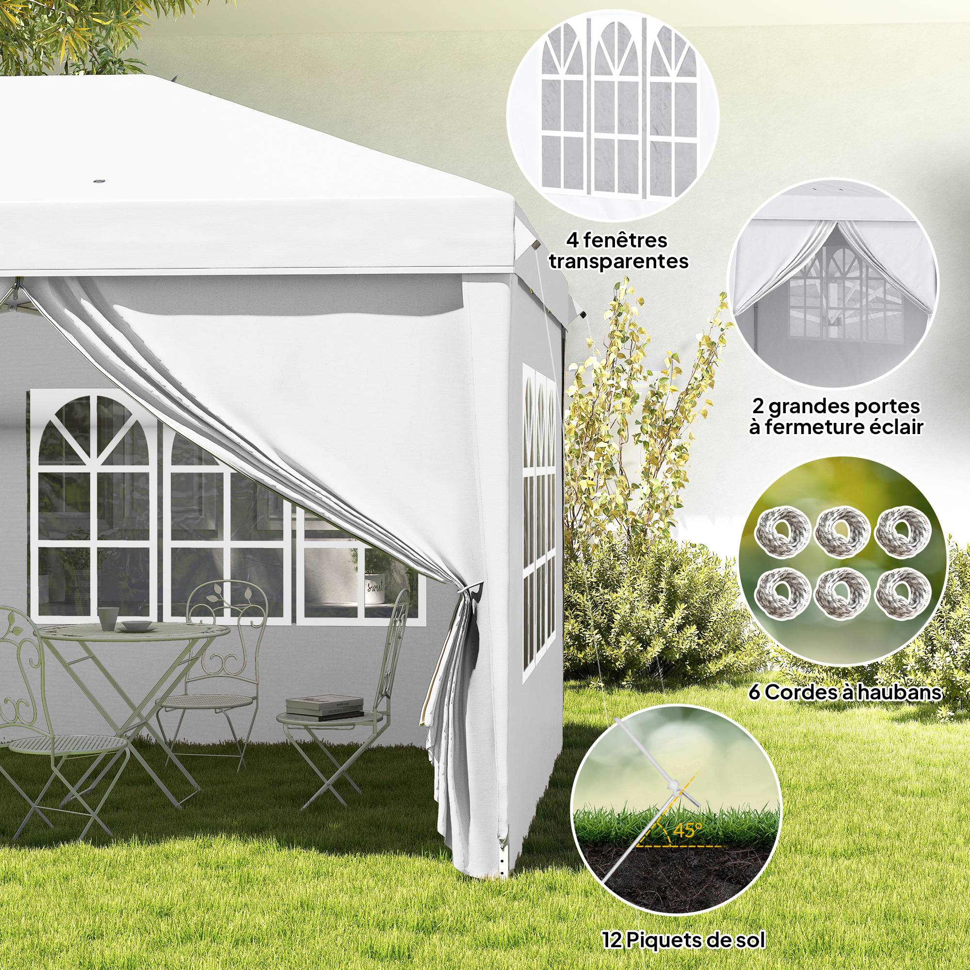 Tonnelle pliante métals gris 585 x 295 x 270 cm - PANGIVO - Image 10