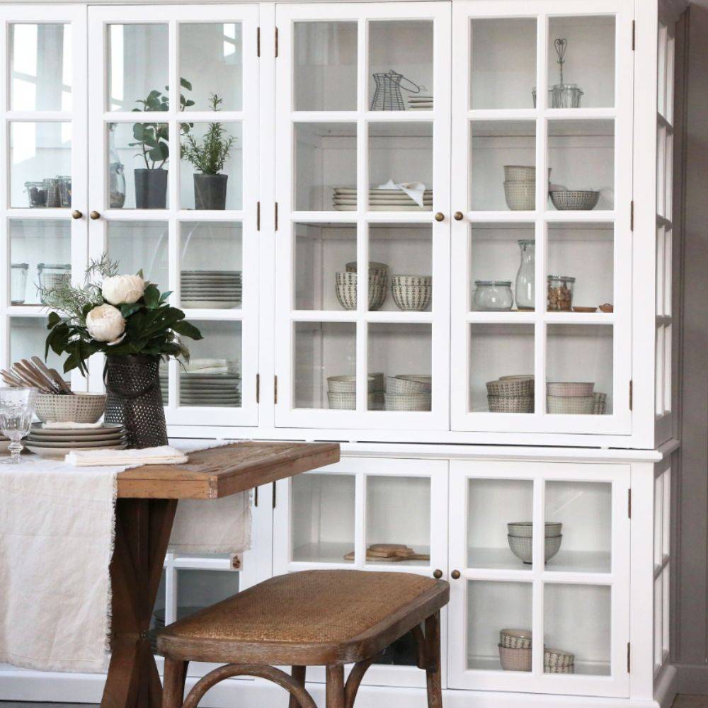 Chemin De Campagne - Meuble armoire vitrine en bois blanc et verre 220 x 55 x 195 cm Chemin de campagne - Imagen 3
