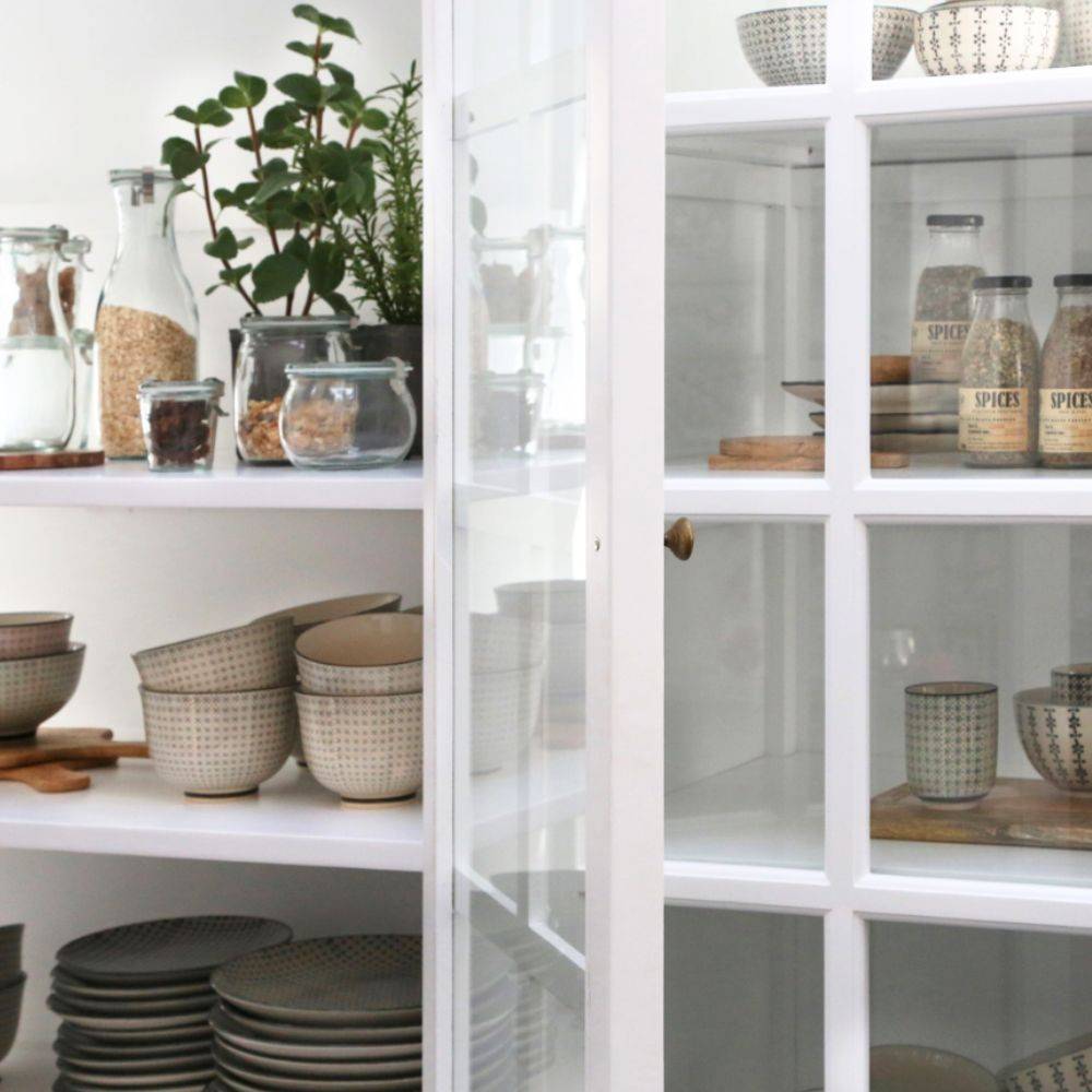 Chemin De Campagne - Meuble armoire vitrine en bois blanc et verre 220 x 55 x 195 cm Chemin de campagne - Imagen 4
