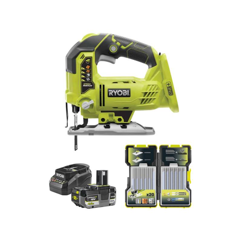 Ryobi - Pack scie sauteuse pendulaire RYOBI 18 V One+ R18JS - Batterie 4.0Ah et chargeur - Coffret 20 lames