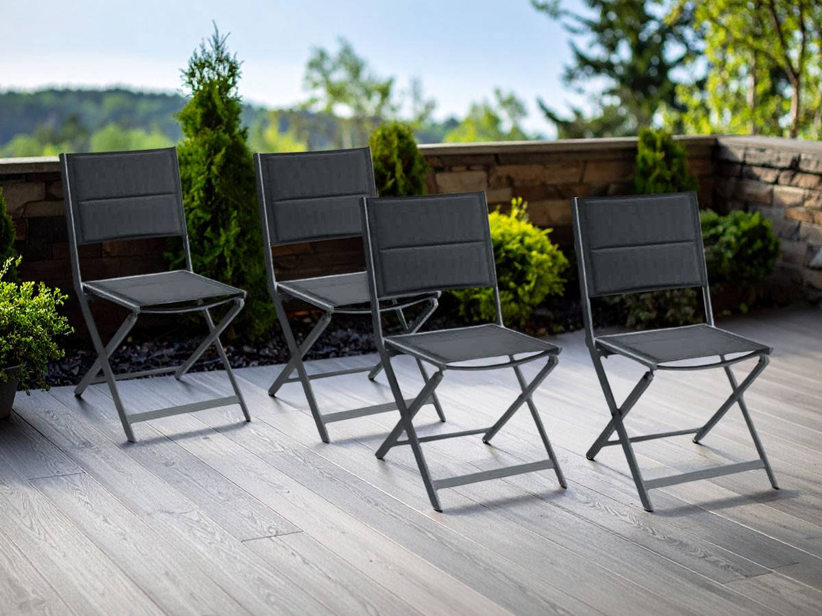 Hesperide - Lot de 4 chaises de jardin pliables Poivre et Graphite Allure - Hespéride - Imagen 2