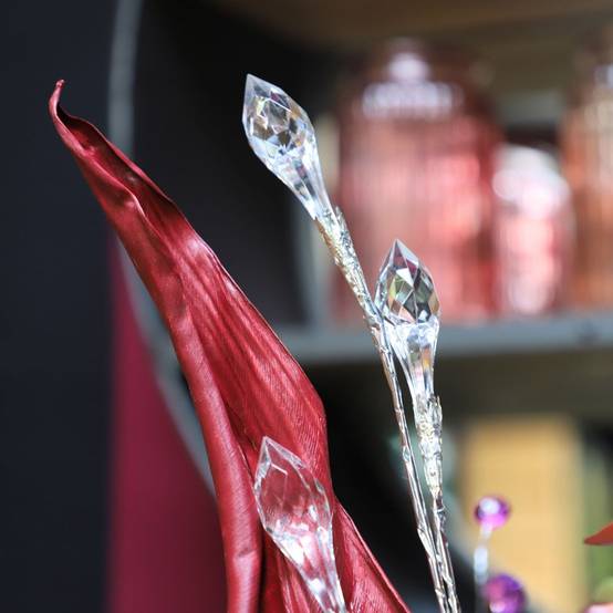 Branche de Fleurs "Cristal" en verre transparent 90cm Chemin de campagne - Imagen 4