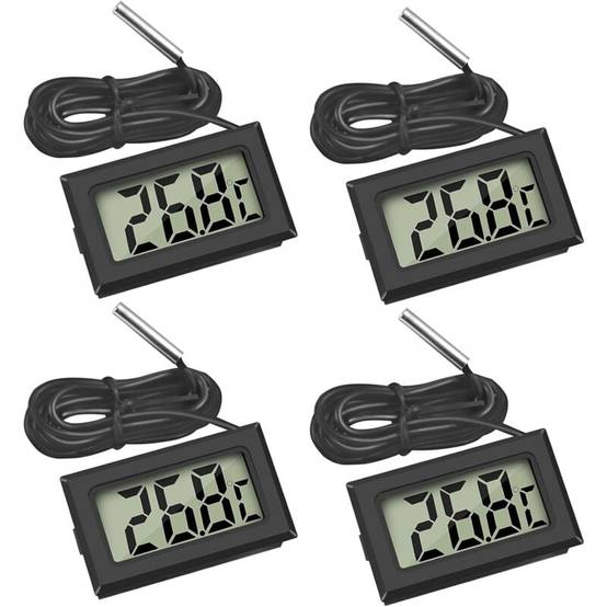 Thermomètre numérique LCD pour réfrigérateur avec sonde étanche, lot de 4, noir-Lytech - Image 1